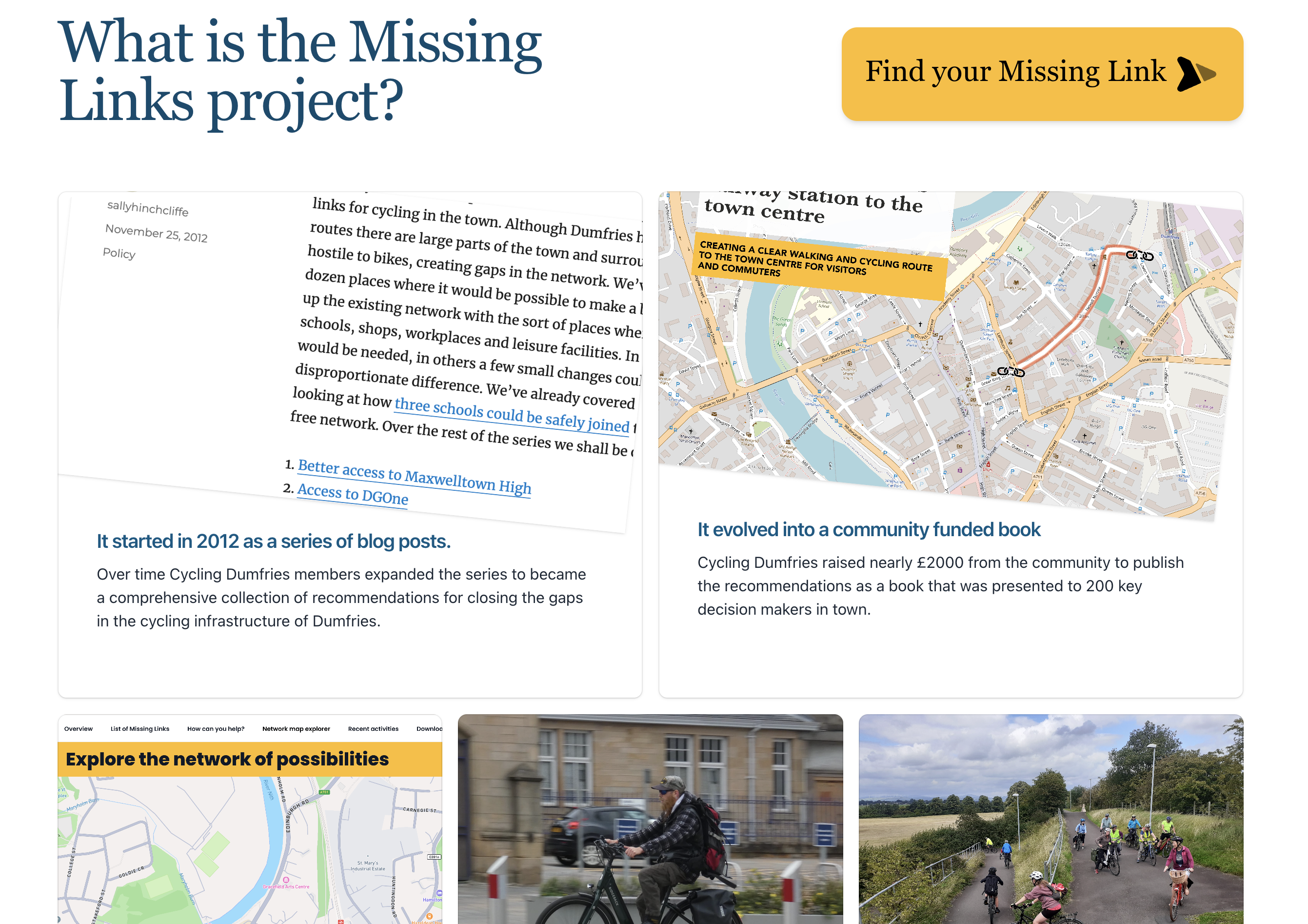 Missing Links home page.